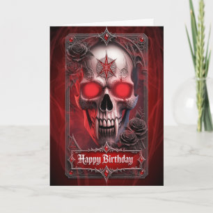 Carte Roses Rouges Gothiques et Crâne de Vampire Occult 