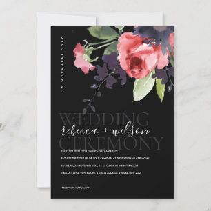CARTE ROSES ROUGES NOIRES PEONY EUCALYPTUS MARIAGE FLORA