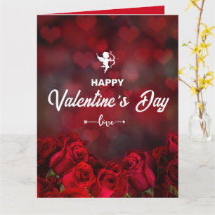 Carte Roses Rouges Personnalisées Cupidon Romantique Ten