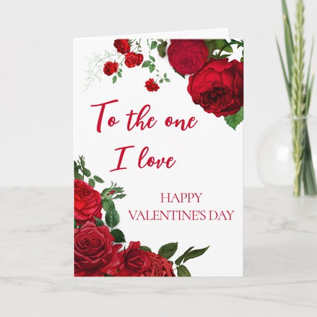 Carte Roses rouges romantiques à la Saint-Valentin blanc (Devant)