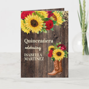 Carte Roses rouges Tournesols Bottes de cowgirl Quincean