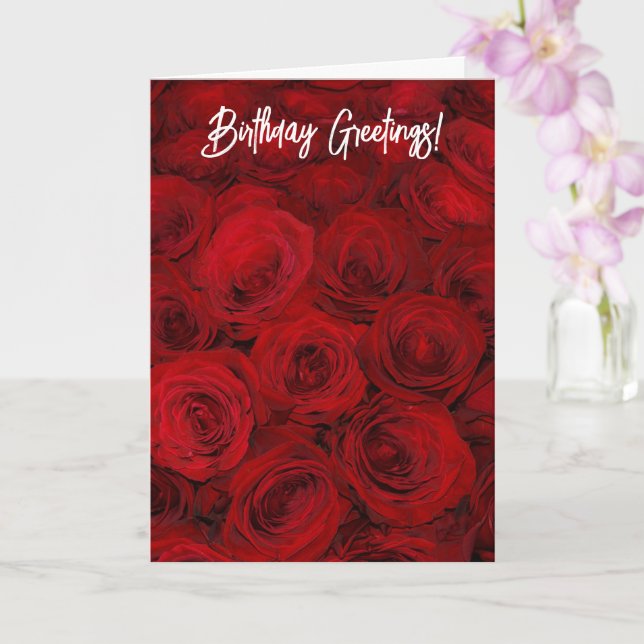 Carte Roses sont Red Deep Red Rose Flowers Anniversaire (Orchidée)