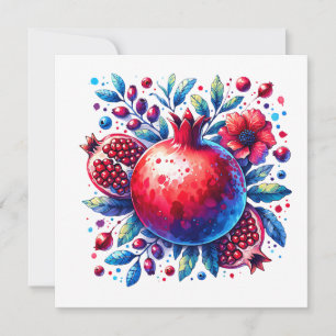 Carte Rosh Hashana Eau couleur grenade