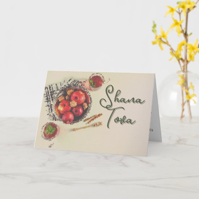 Carte Rosh Hashanah Honey Pomme magnifique Blurry (Fleur jaune)
