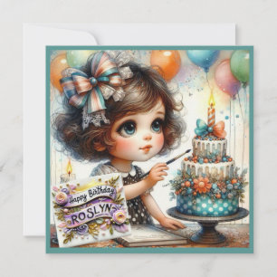 Carte ROSLYN ~ Joyeux anniversaire ~ Décoration de gâtea