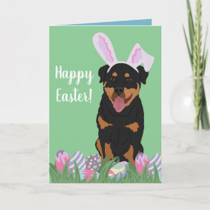Carte Rottweiler Bunny Pâques