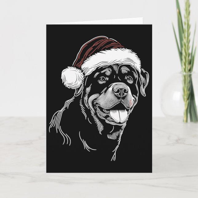 Carte Rottweiler Dog Santa Hat Christmas Xmas Pajama  (Devant)