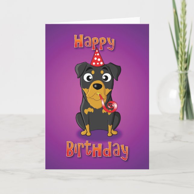 Carte rottweiler - hat&whistle - joyeux anniversaire (Devant)