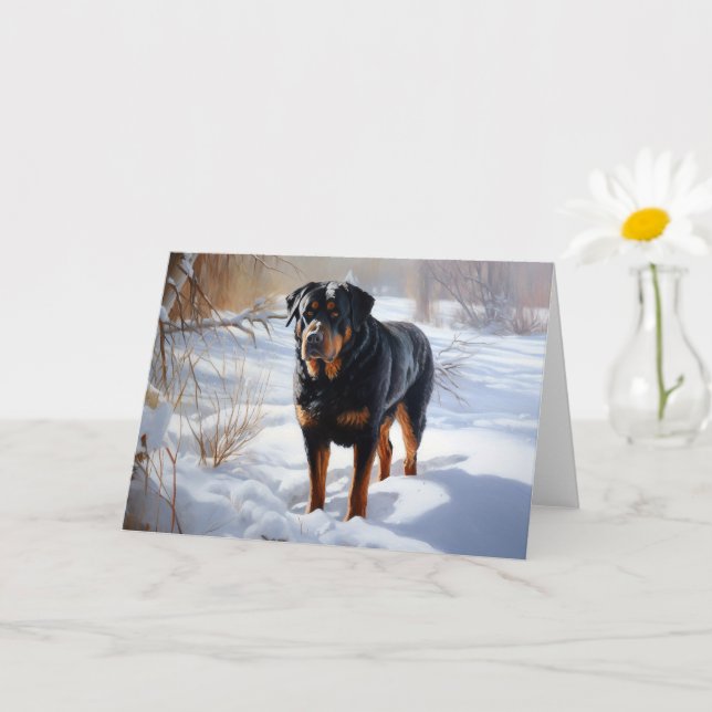 Carte Rottweiler Laisser neiger Noël (Petite plante)