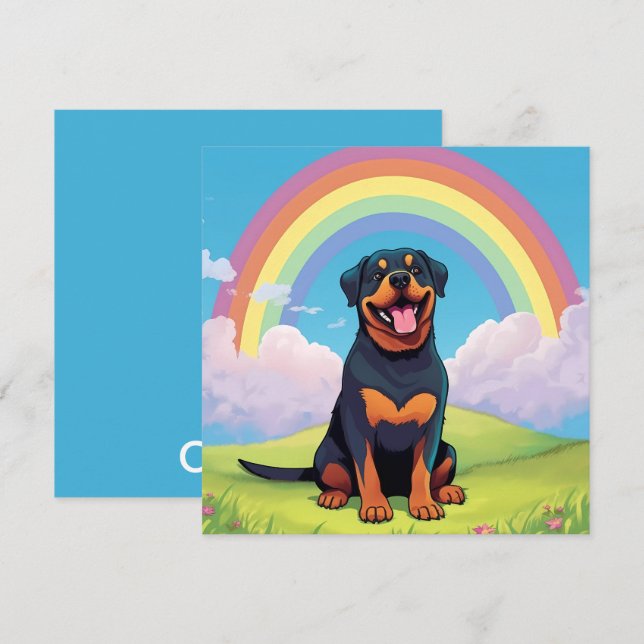 Carte Rottweiler Rainbow Bridge Nom personnalisé Chien S (Devant / Derrière)