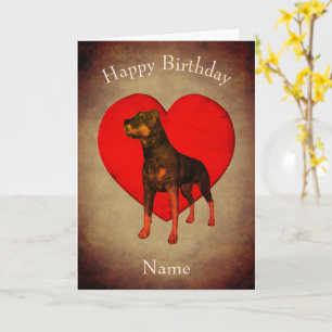 Carte Rottweiler Red Heart Chien Personnalisé Anniversai