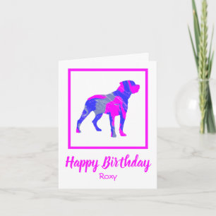 Carte RottweilerChien rose Sillhouette Anniversaire drôl