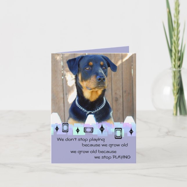 Carte Rotweiler Chiot Anniversaire Salutations (Devant)