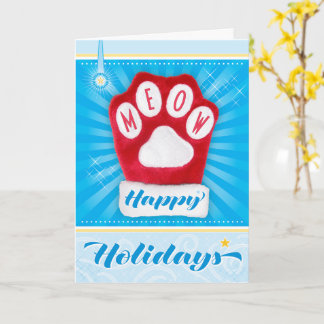 Carte Rouah Patte Rouge Chat Noël Mitaines Joyeuses Fête