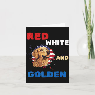 Carte Rouge Blanc et Retriever Golden Patriotique Améric