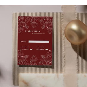 Carte Rouge Blanc Minimaliste Ligne Florale Mariage Rsvp