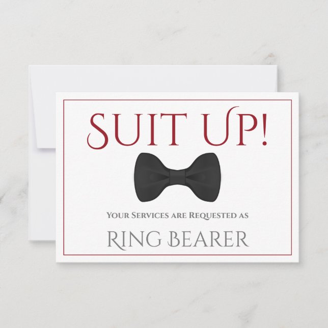 Carte Rouge & Blanc Suit Up Be My Ring Bearer Fun Bow Cr (Devant)