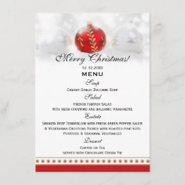 Carte rouge blanche de modèle de menu de dîner de
