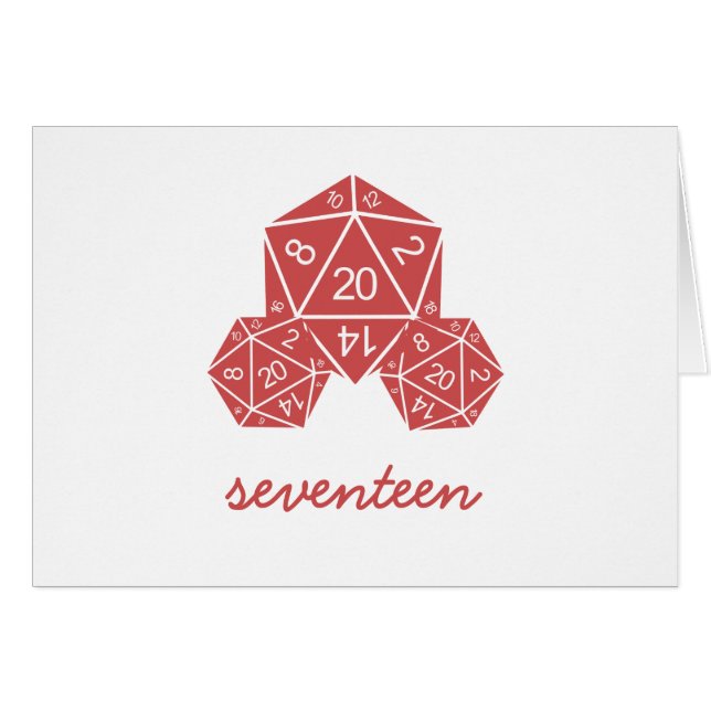Carte rouge D20 Dice Table Numéro (Devant horizontal)