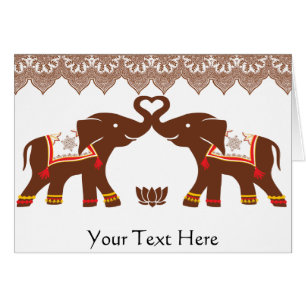 Carte rouge d'amour d'éléphant de henné