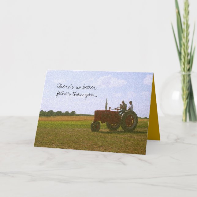 Carte rouge de fête des pères de tracteur (Devant)