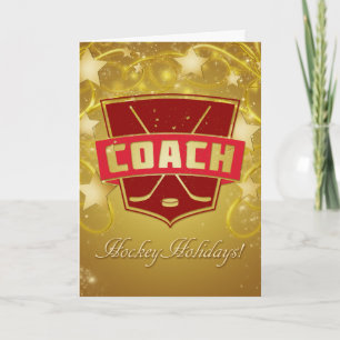 Carte rouge de Noël Coach de hockey