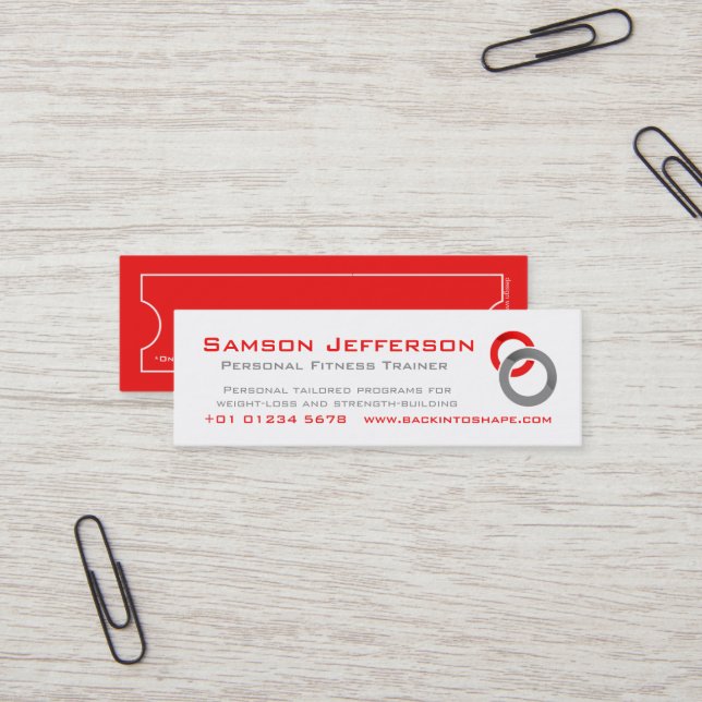 Carte rouge de promo d'affaires d'entraîneur (Devant/Arrière en situation)