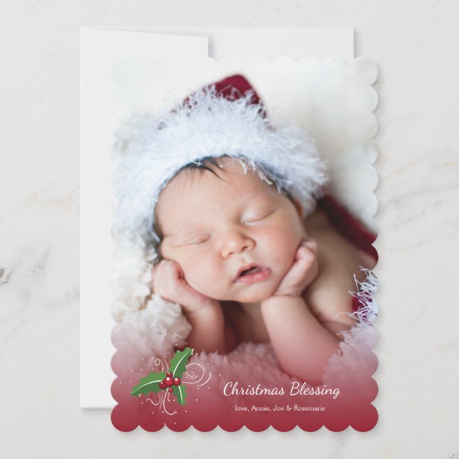 Carte rouge de vacances de photo de transparent de (Devant)