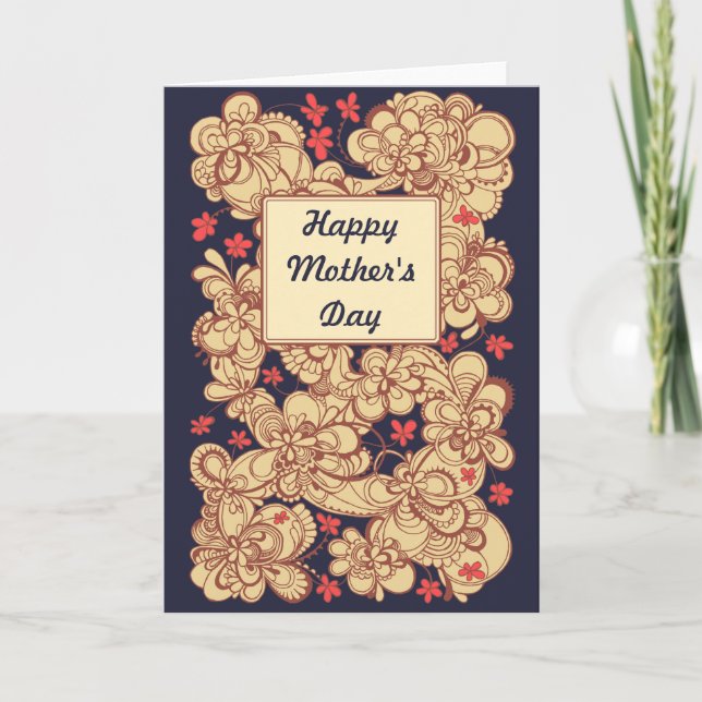 Carte rouge du jour de mère de dessin de brun (Devant)