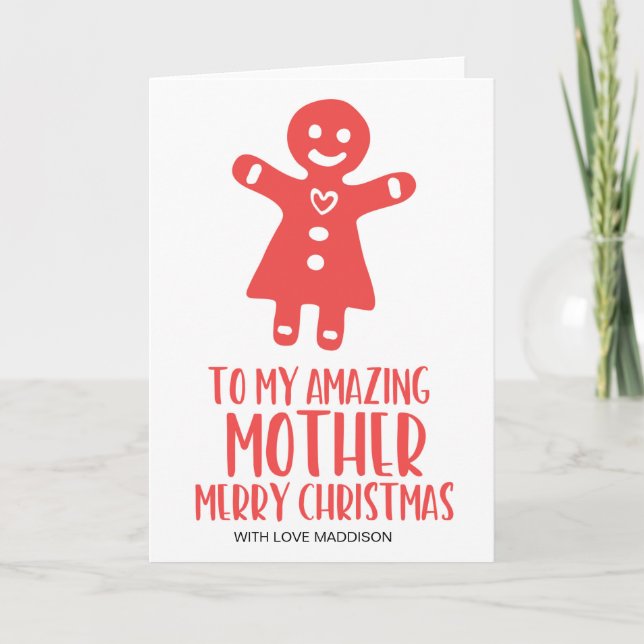 Carte Rouge et blanc Extraordinaire Mère Noël Salutation (Devant)