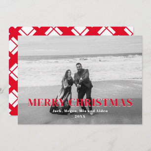 Carte Rouge et blanc plaid Joyeux Noël