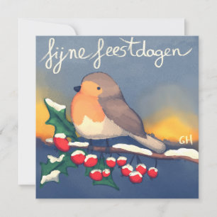 Carte Rouge-gorge, Joyeuses Fêtes
