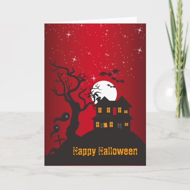 Carte Rouge hanté par Halloween heureux 2 de Chambre (Devant)
