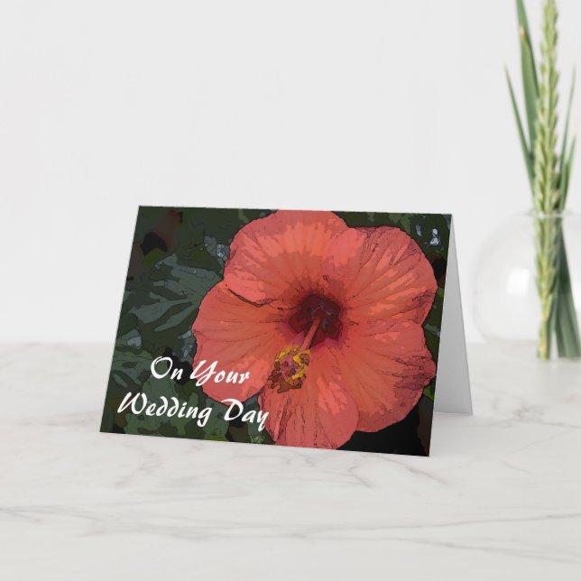 Carte Rouge Hibiscus Blended Family Mariage (Devant)