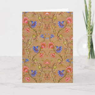 Carte Rouge Impérial & Or Broderie Florale en Soie