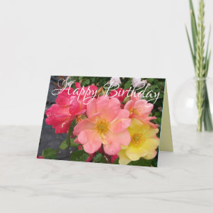 Carte Rouge Jaune Vintage Rose Roses Fleurs Voiture d'an