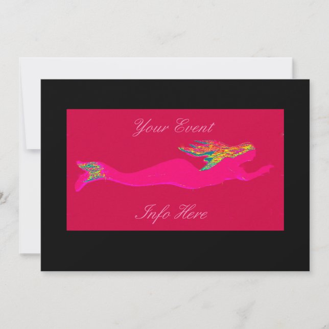 Carte rouge mermaid rose sous-marin (Devant)