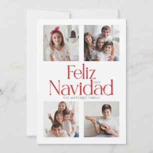 Carte rouge minimaliste Feliz Navidad