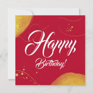 Carte Rouge minime moderne heureux anniversaire or plat