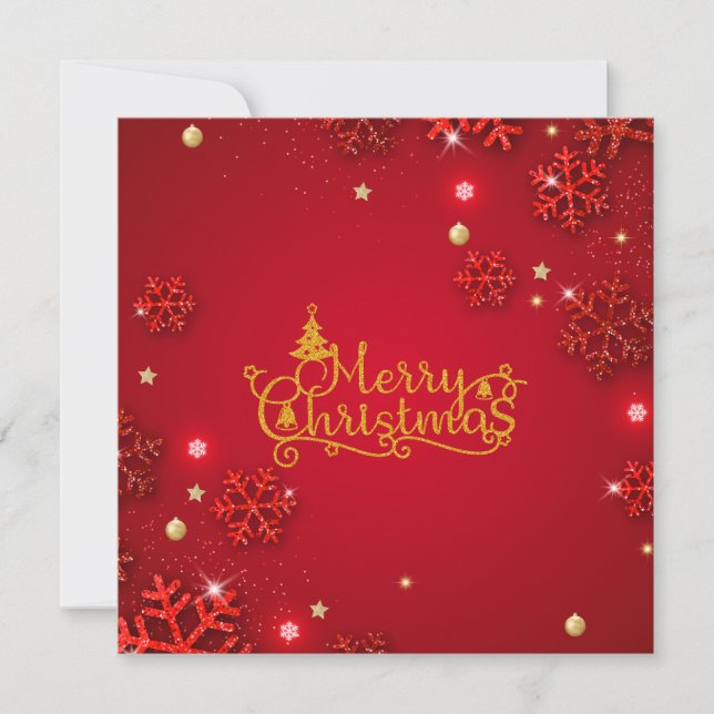 Carte Rouge & Or Joyeux Noël (Personnaliser) Plat  (Devant)