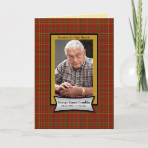 Carte rouge Plaid Flannel Memorial avec photo