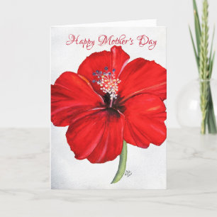 Carte rouge pour la fête des mères de l'Hibiscus