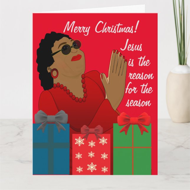 Carte Rouge & Vert Afrique Amérique grand-mère Noël (Devant)