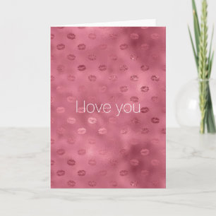 Carte Rouges Glamour Brillant Lèvres Baisers Amour