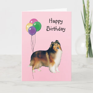 Carte Rough Collie, Ballons d'anniversaire