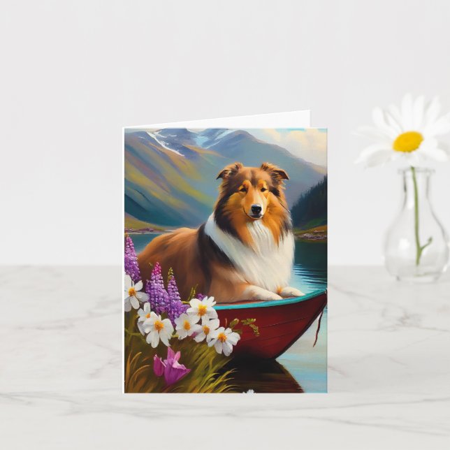 Carte Rough Collie sur une pagaie : une aventure Pittore (Petite plante)
