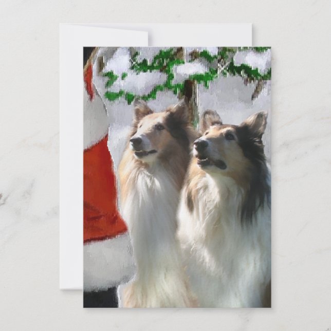 Carte Rough Collies Rencontrez Père Noël Christmas Card (Devant)