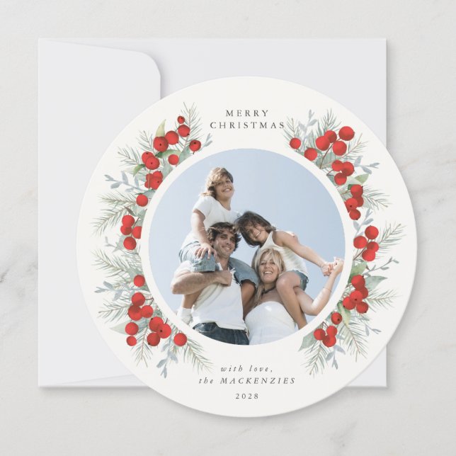 Carte Round Red Berries Christmas Holiday (Devant)