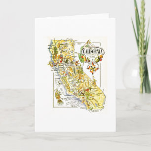 Carte Route de la Californie vintage USA