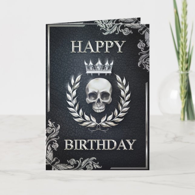 Carte Royal Black & Silver King of the Dead Birthday (Devant)